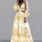 Sexy V-Neck Backless Hollow Out Lantern Sleeve Maxi Dress