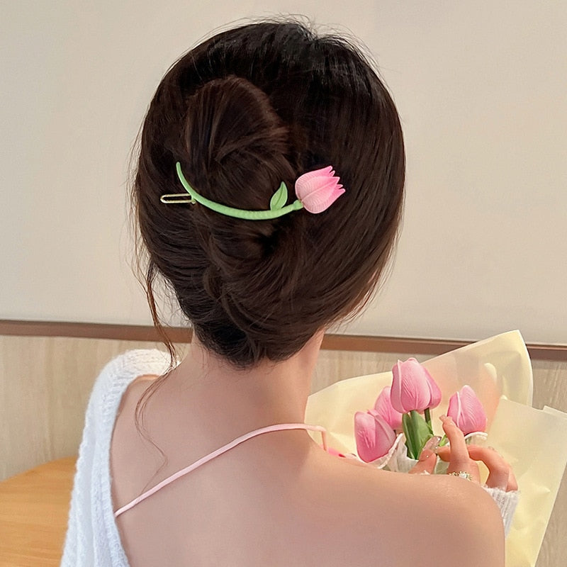 Fashion Pink 3D Tulip Hair Claws