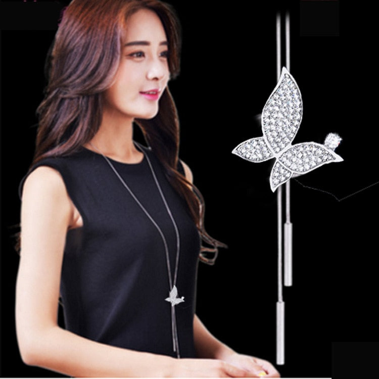 Simulated Pearl Crystal Leaf Necklaces