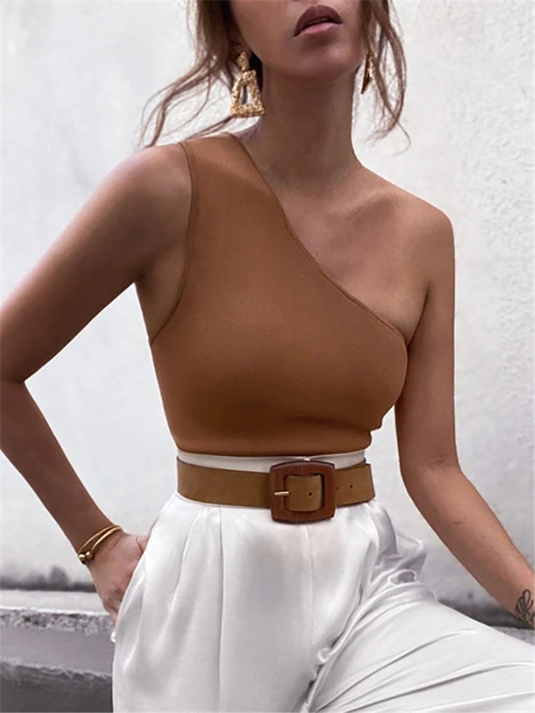 One Shoulder Sexy Cropped Tube Top