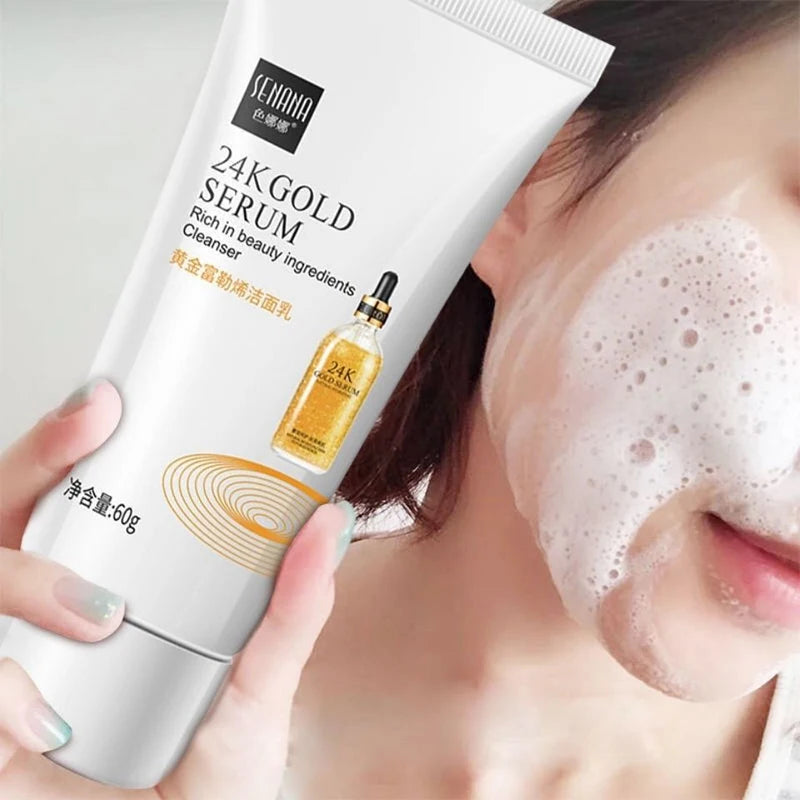 Gold Fullerene Face Cleanser – Deep Cleansing & Pore Tightening Foam Wash