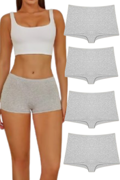 4PCS Women's Seamless Cotton Boxer Briefs Set  – Soft & Sporty Boyshort Panty Underwear XS-XL