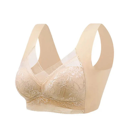 Plus Size L-6L Lace Wireless Push Up Bra – Ultra-Soft Ice Silk Seamless Bralette