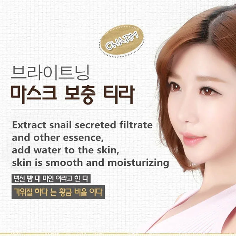 10pcs Snail Essence Moisturizing Face Masks – Korean Skincare for Hydrated & Glowing Skin