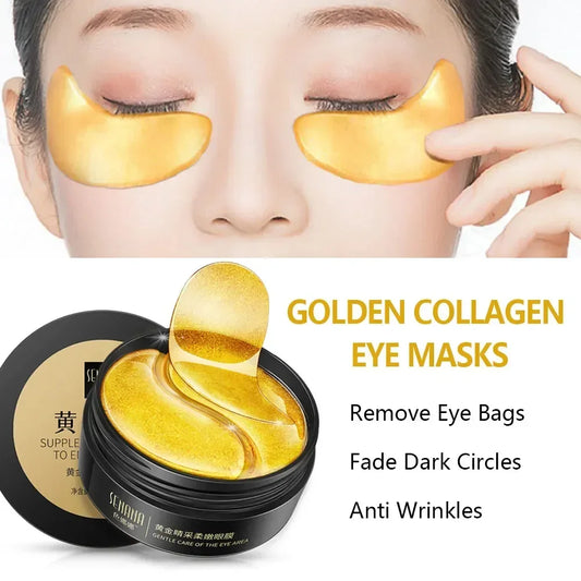 24K Gold Hyaluronic Acid Eye Mask – Remove Dark Circles, Puffiness  & Hydrate (60pcs)