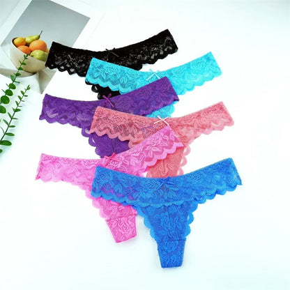 3PCS Set Lace Thong – Low Waist Transparent G-String Panty for Women