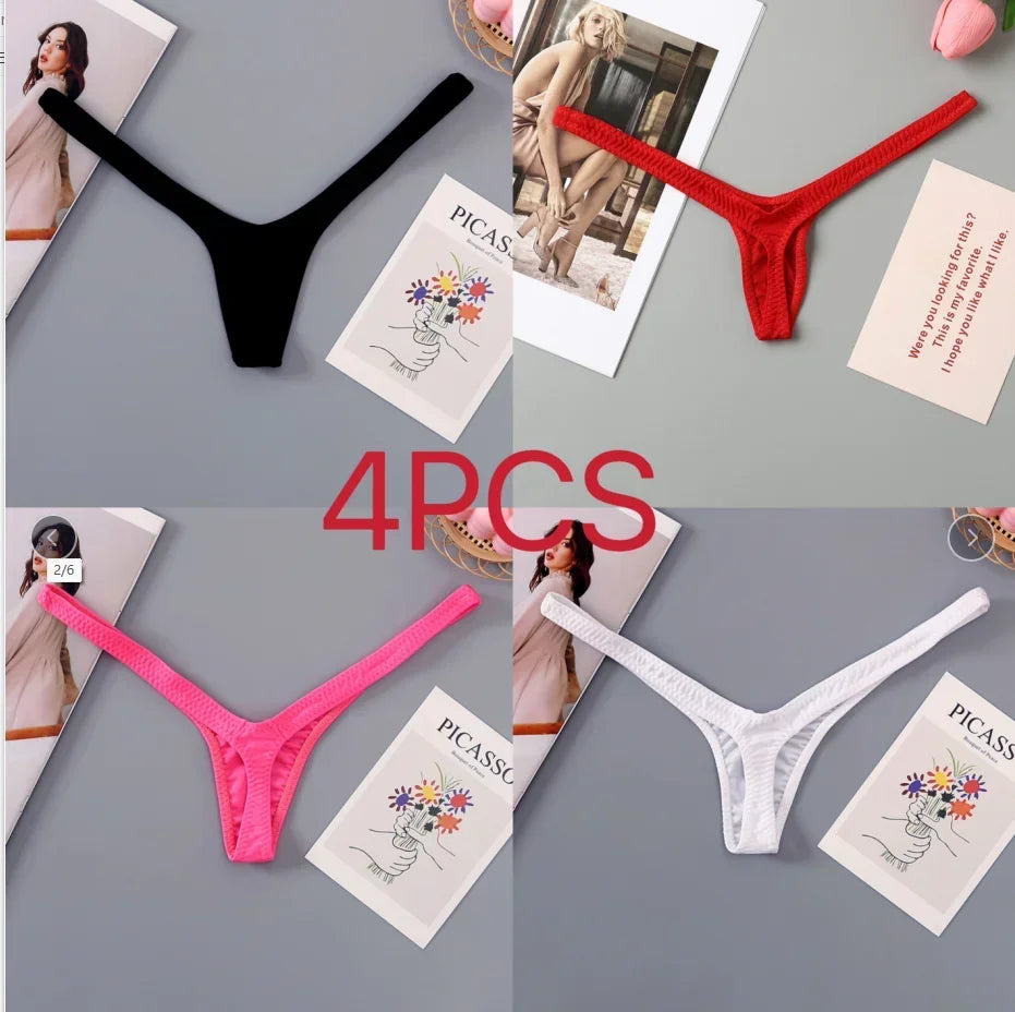 2/4PCS Set Deep V Thong – Sexy & Breathable Mini Bikini Panty for Women