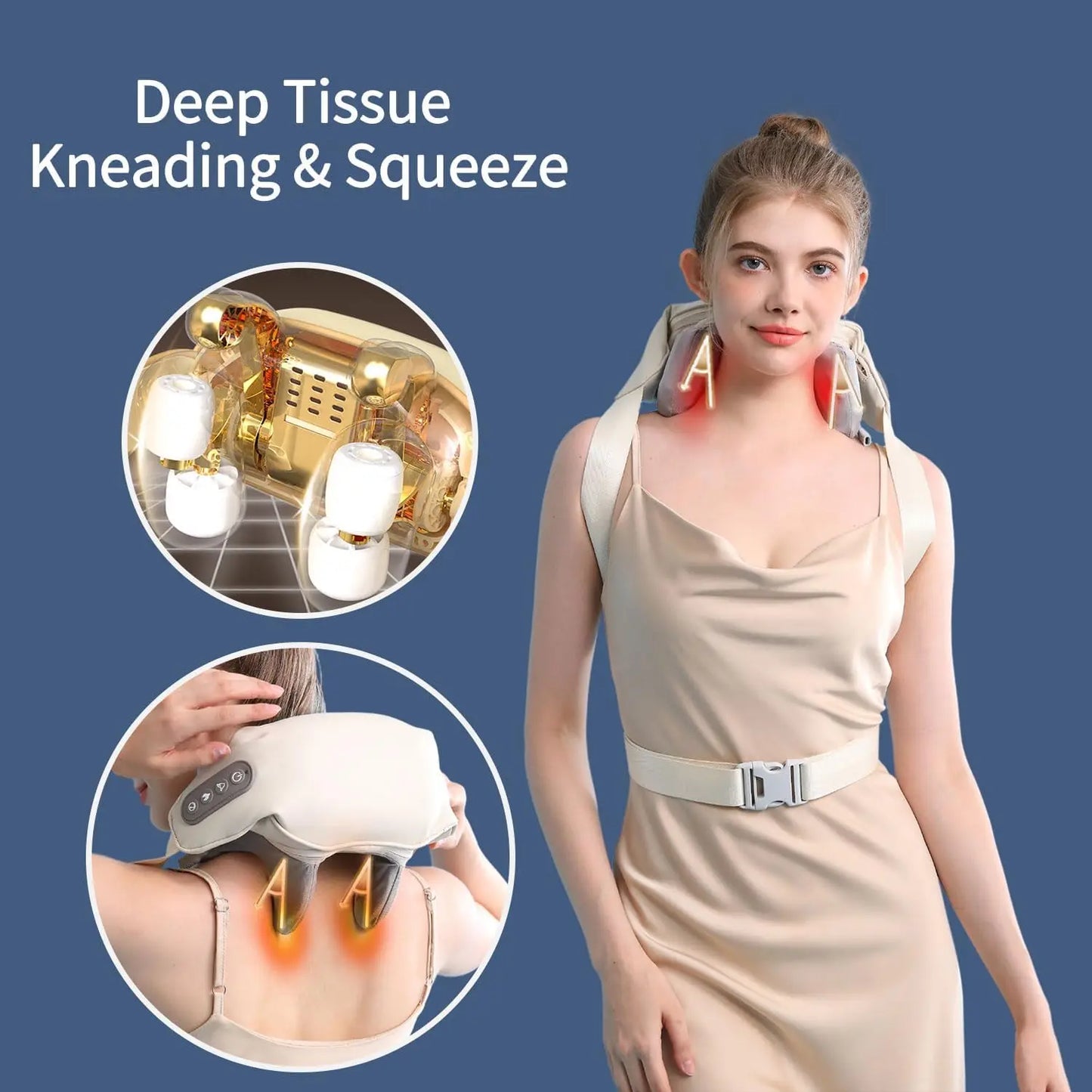 Deep Tissue Shiatsu Neck & Shoulder Massager – Relieve Pain with Heat & Kneading Therapy