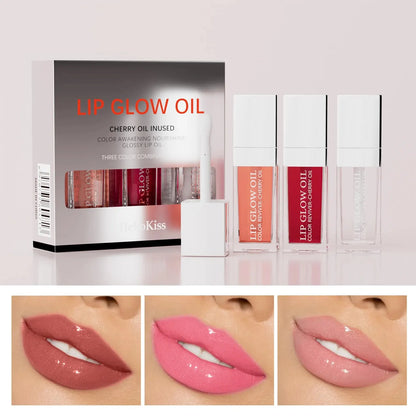 Crystal Jelly Lip Gloss Oil 3pc Set – Hydrating,  Plumping & Glossy Perfection