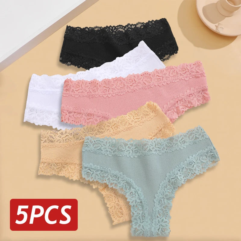 5Pcs Set Plus Size Brazilian Lace Panty – Soft, Breathable & Stylish