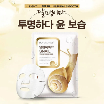 10pcs Snail Essence Moisturizing Face Masks – Korean Skincare for Hydrated & Glowing Skin