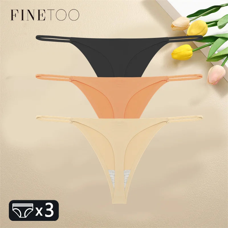 3PCS Set Seamless Thong Panty  – Sexy Low Waist Bikini Panty  for Women