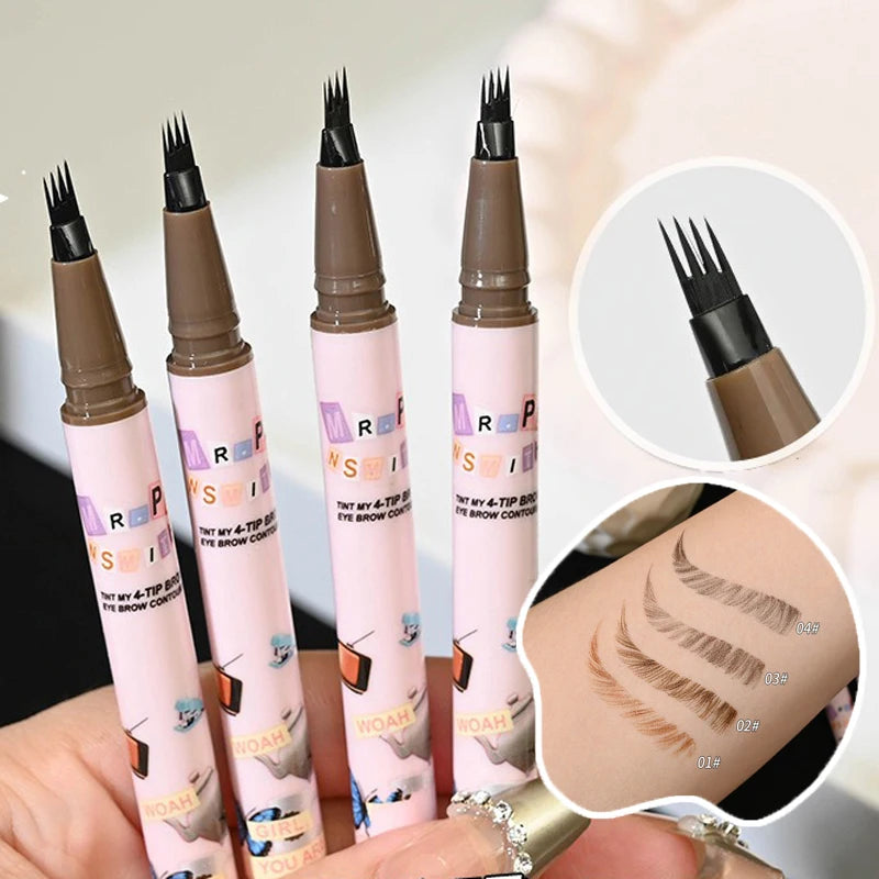 4 Colors Microblading Eyebrow Pen – Smudge-Proof & Sweat-Resistant