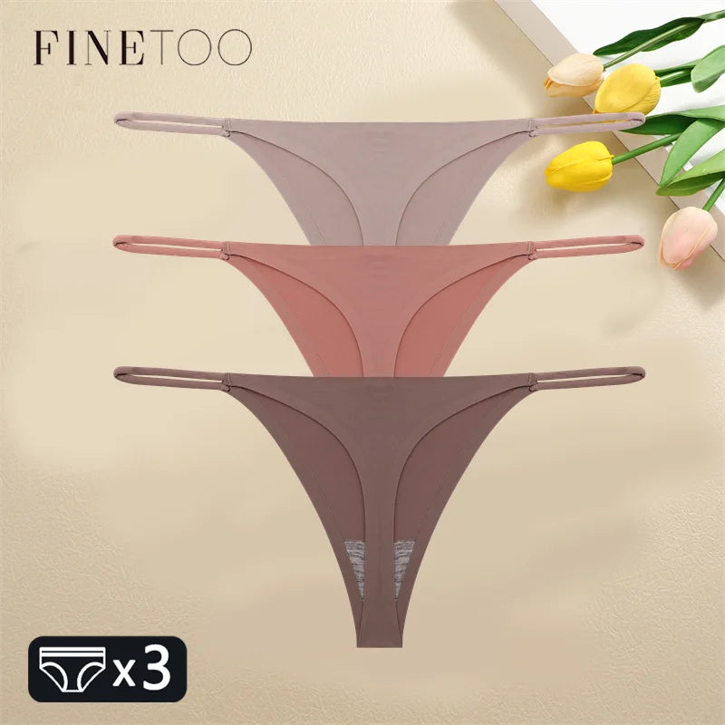 3PCS Set Seamless Thong Panty  – Sexy Low Waist Bikini Panty  for Women