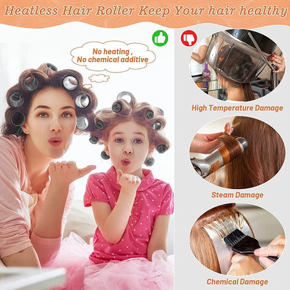 13pcs Black Self Grip Hair Rollers – No Heat, Effortless Curls!