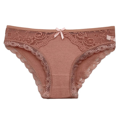 5PCS Set Stylish Lace Panty  – Low Rise Cotton Briefs for Women