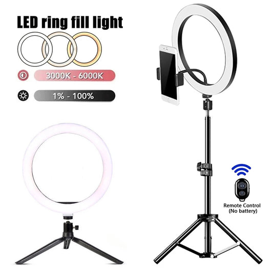 LED Selfie Ring Light with Tripod & Phone Holder – Perfect for YouTube, TikTok & Live Streaming