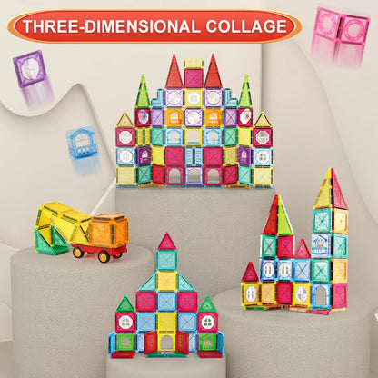 Magnet Building Tiles Construction Set,  Clear Magnetic 3D Blocks Construction Playboards