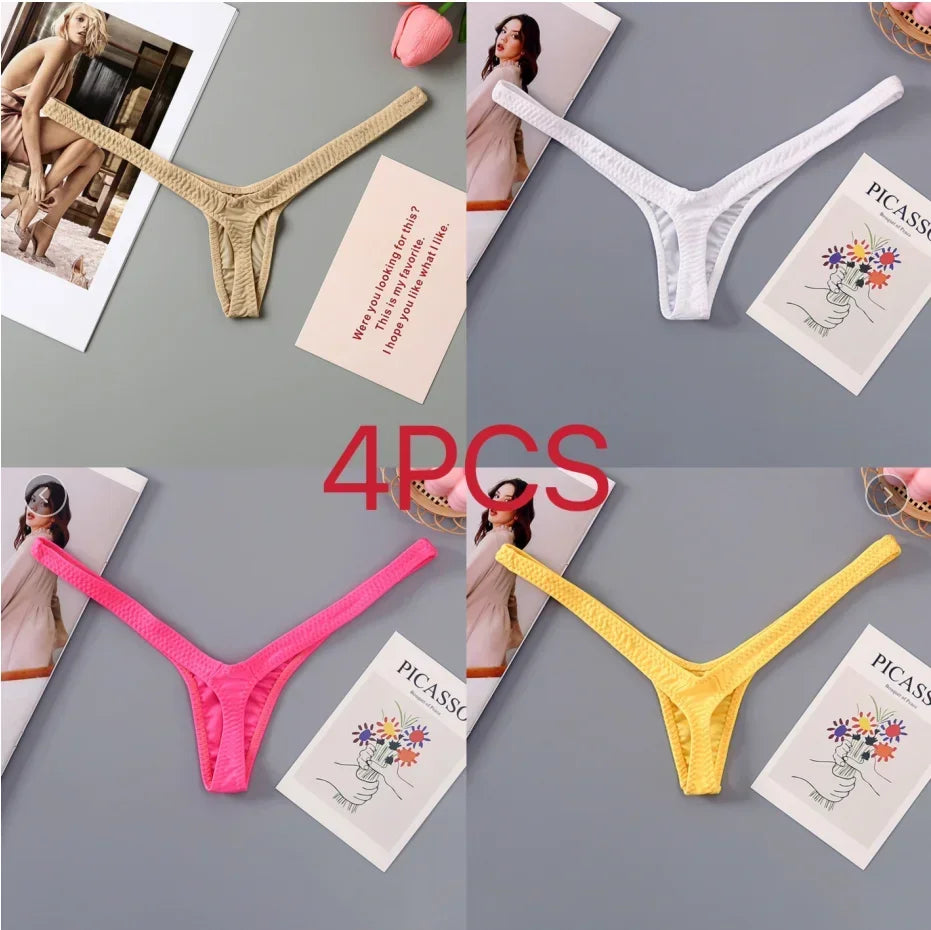 2/4PCS Set Deep V Thong – Sexy & Breathable Mini Bikini Panty for Women