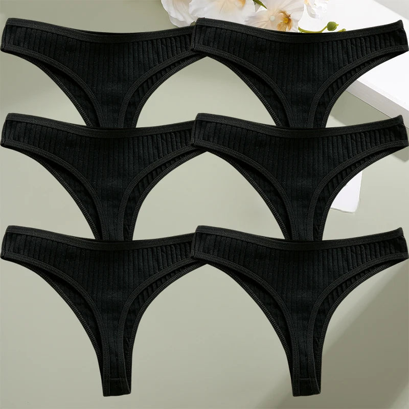 6PCS Set Women's Cotton G-String Thongs Panty– Breathable & Stylish Underwear