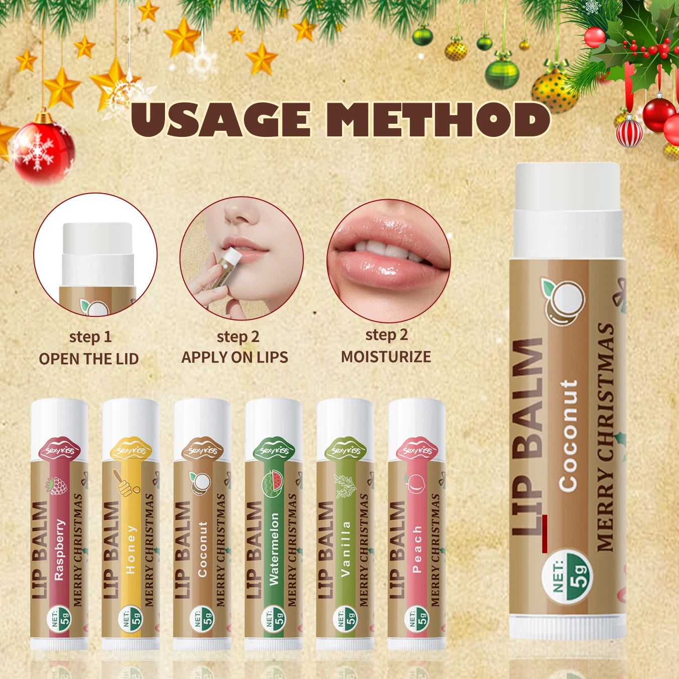 6Pcs Lip Balm Box – Perfect Christmas Gift for Soft & Hydrated Lips