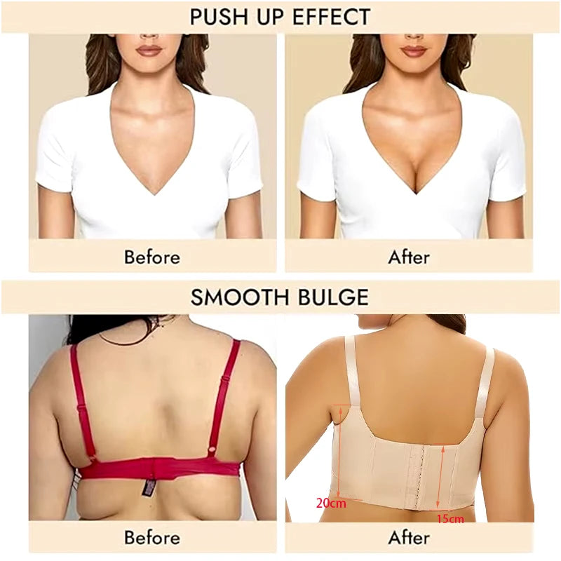 Deep Cup Bra Hide Back Fat Push Up Bra (Beige)