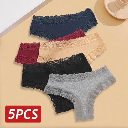 5Pcs Set Plus Size Brazilian Lace Panty – Soft, Breathable & Stylish