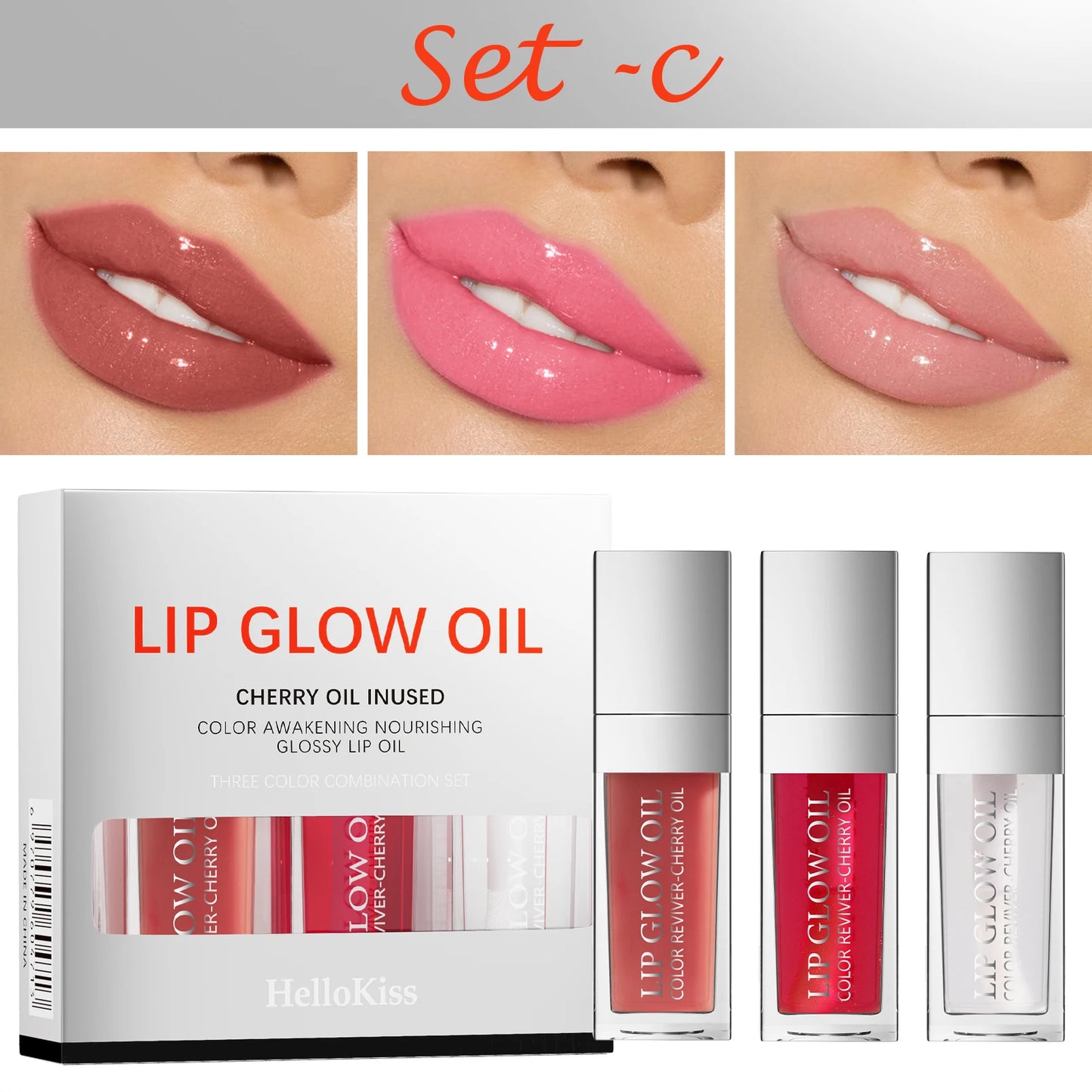 Crystal Jelly Lip Gloss Oil 3pc Set – Hydrating,  Plumping & Glossy Perfection