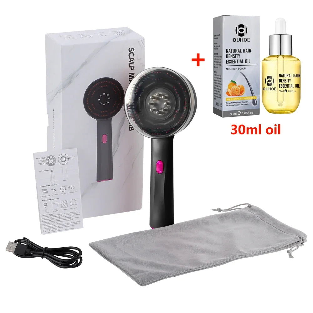 3-in-1 Electric Scalp Massager & Red Light Therapy Comb for Hair Growth