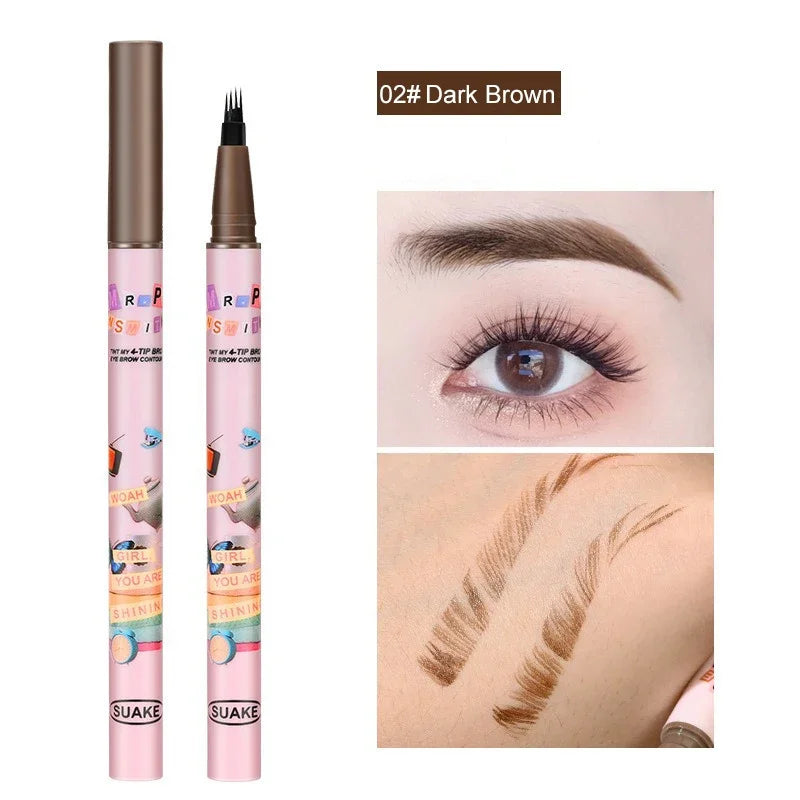 4 Colors Microblading Eyebrow Pen – Smudge-Proof & Sweat-Resistant