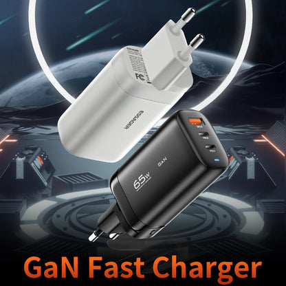 Essager 65W GaN USB C Fast Charger 3-Port Wall Charger Block For  MacBook, iPad, iPhone Series, Galaxy Series, Laptops, Game Consoles and More