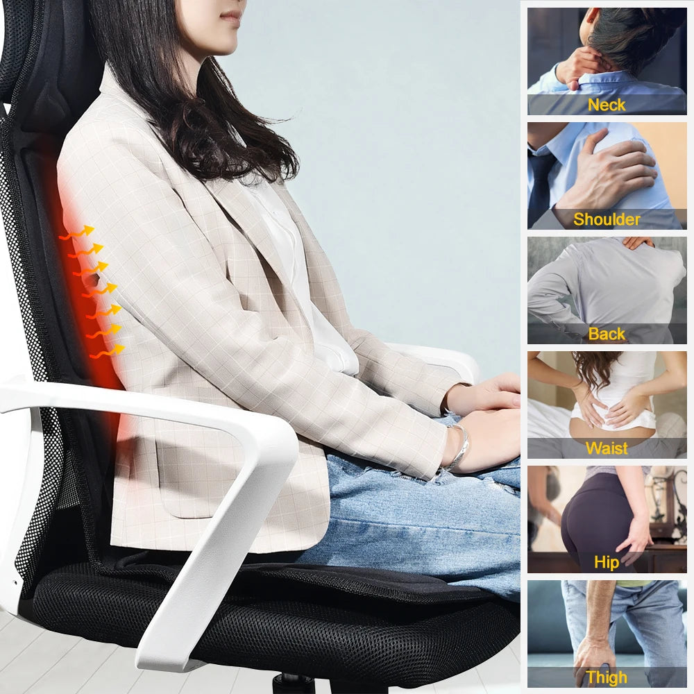 🌟 Heated Massage Chair Pad – Ultimate Comfort for Home & Car