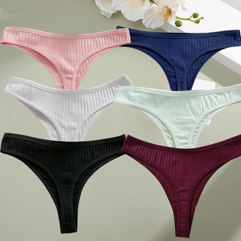 6PCS Set Women's Cotton G-String Thongs Panty– Breathable & Stylish Underwear