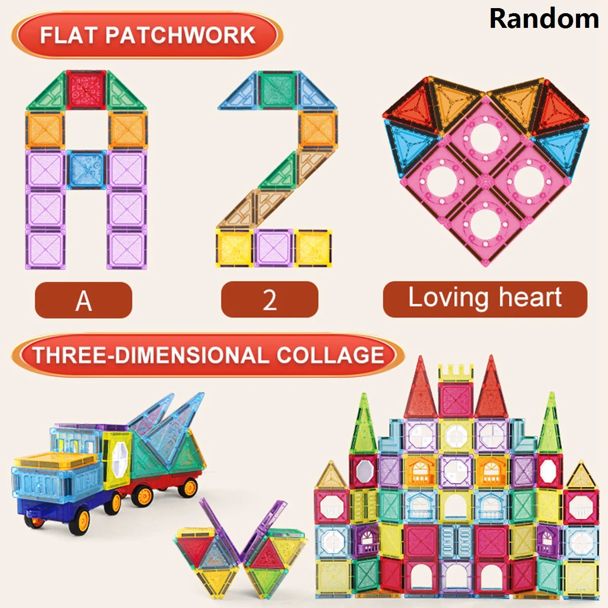 Magnet Building Tiles Construction Set,  Clear Magnetic 3D Blocks Construction Playboards