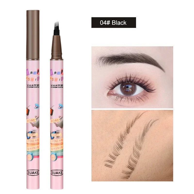 4 Colors Microblading Eyebrow Pen – Smudge-Proof & Sweat-Resistant