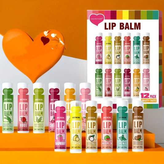 12PCS Lip Balm Gift Set – Deep Moisturizing & Long-Lasting Hydration