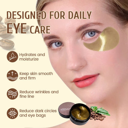 60pcs Caffeine Collagen Eye Masks – Hydrate, Brighten & Remove Eye Bags, Wrinkles, Fine Lines Instantly