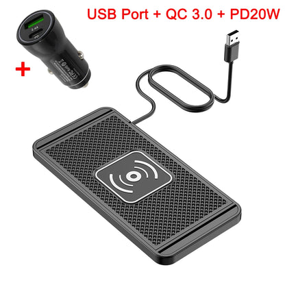 Fast Wireless Car Charger Pad for iPhone 16-12 & Samsung S24/S23 Series