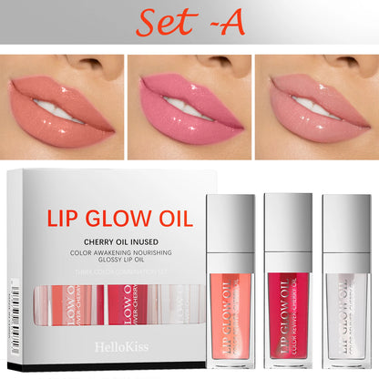 Crystal Jelly Lip Gloss Oil 3pc Set – Hydrating,  Plumping & Glossy Perfection