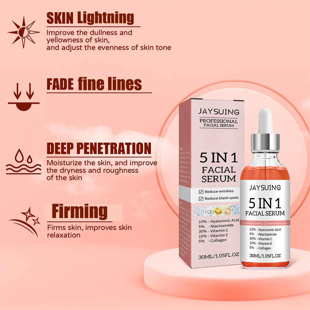 5 In 1  Facial  Serum - Moisturizer, Anti Aging Wrinkle Remover, Whitener, Black Spot Remover