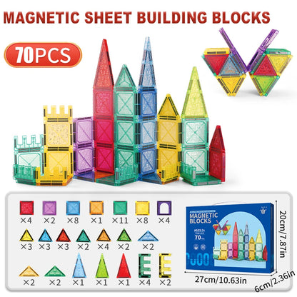 Magnet Building Tiles Construction Set,  Clear Magnetic 3D Blocks Construction Playboards