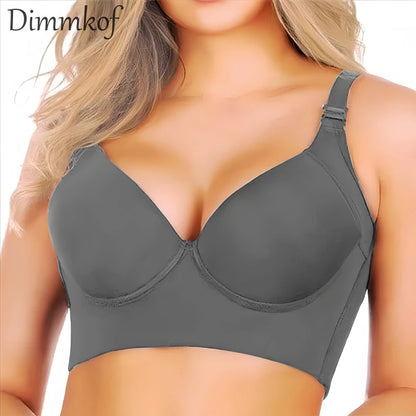 Deep Cup Bra Hide Back Fat Push Up Bra (Beige)