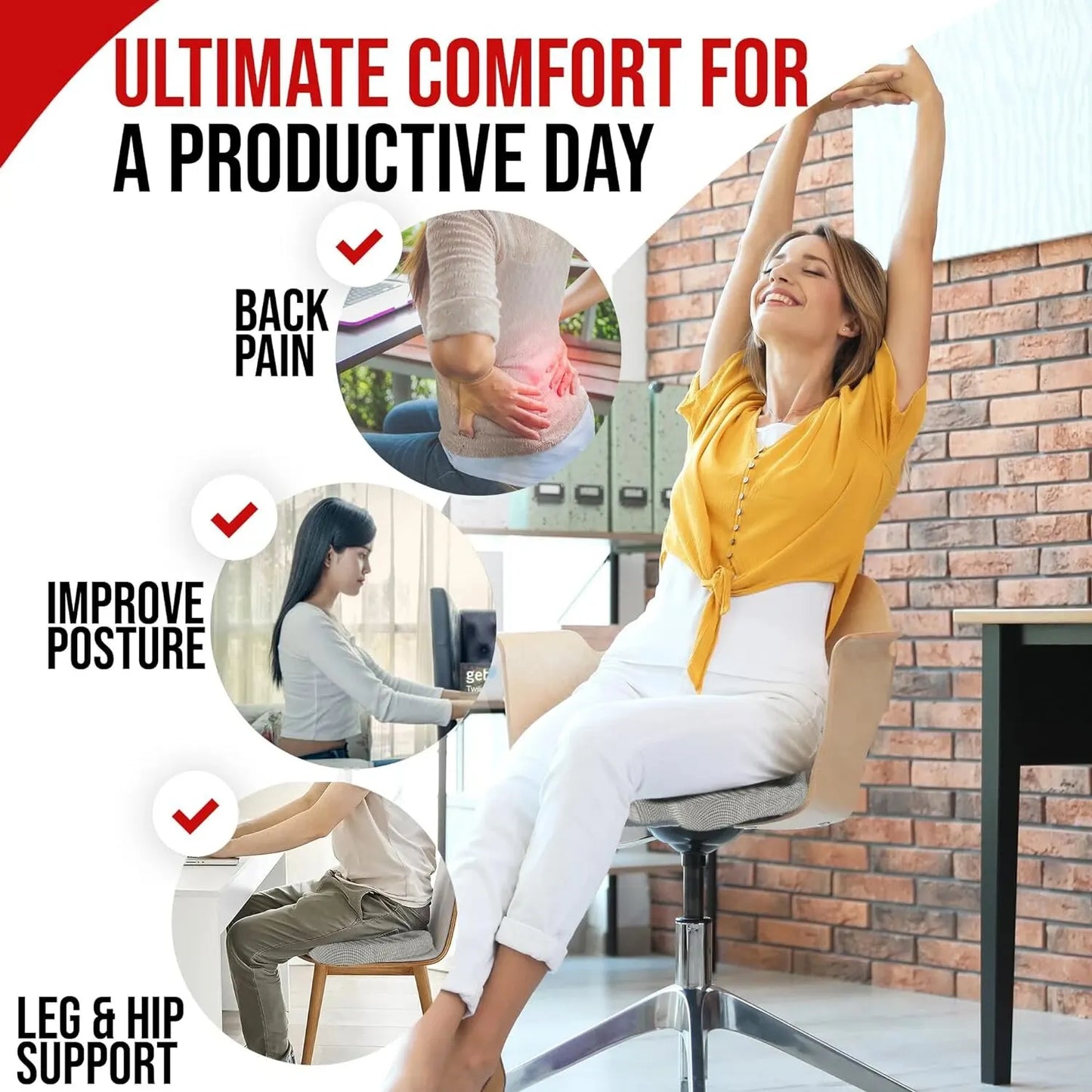 Ergonomic Memory Foam Office Chair Cushion – Ultimate Comfort & Support