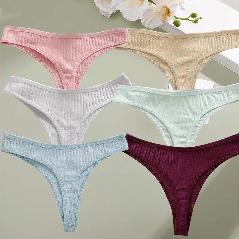 6PCS Set Women's Cotton G-String Thongs Panty– Breathable & Stylish Underwear