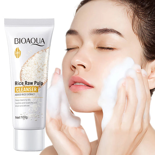 BIOAQUA Rice Raw Pulp Facial Cleanser – Moisturizing & Brightening Face Wash