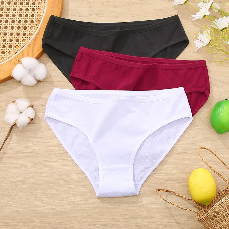 3PCS Set Cotton Jacquard Briefs Panty –  Breathable Jacquard Underwear for Women