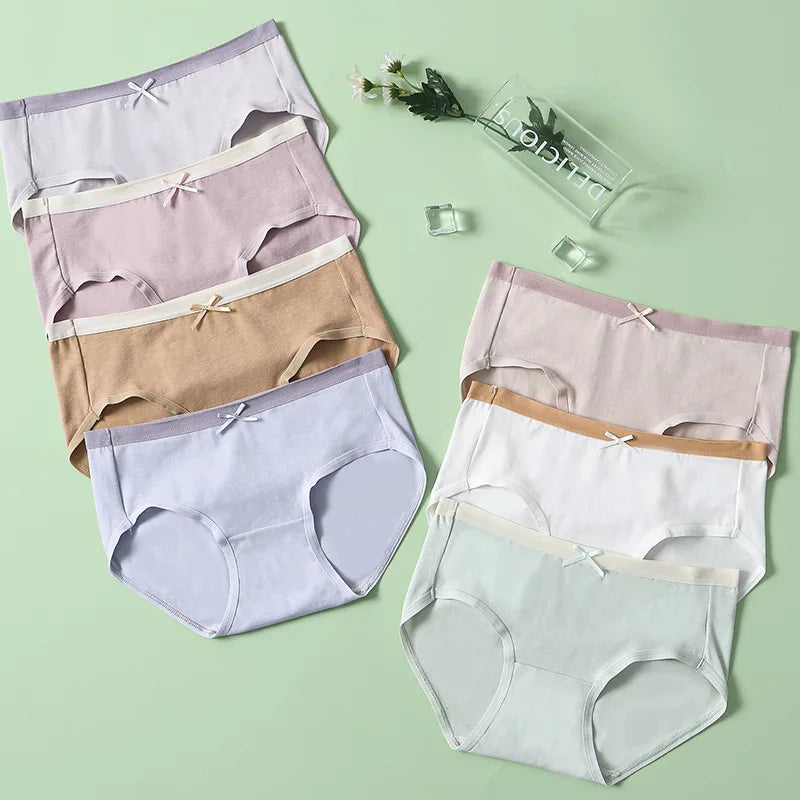 7Pcs Set Cute Bow Cotton Briefs Panty – Comfortable, Sexy, & Low Waist Design