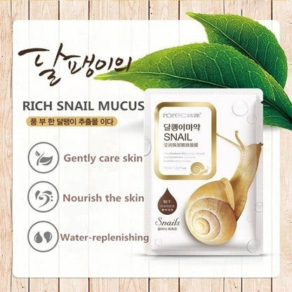 10pcs Snail Essence Moisturizing Face Masks – Korean Skincare for Hydrated & Glowing Skin