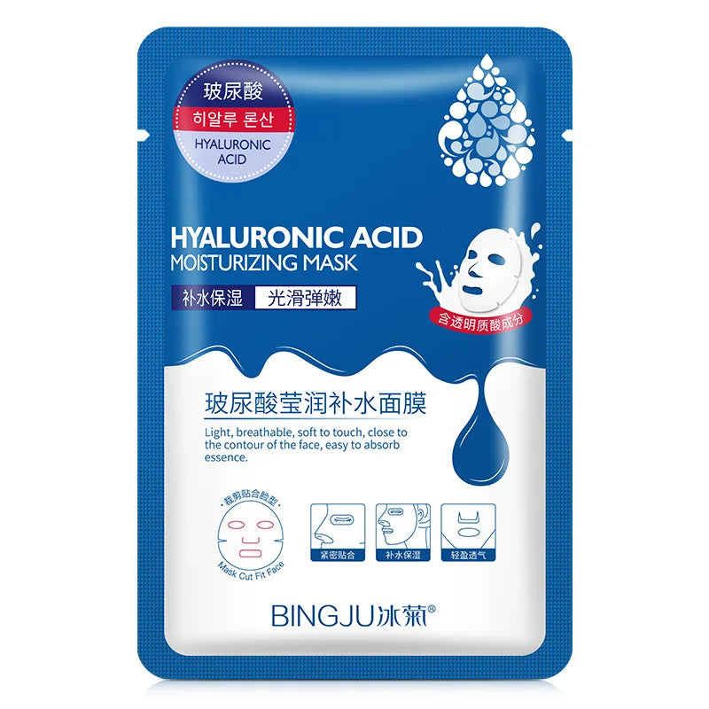 10pcs Hyaluronic Acid Face Masks – Deep Hydration & Pore Tightening