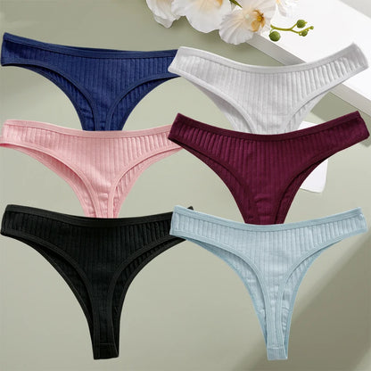 6PCS Set Women's Cotton G-String Thongs Panty– Breathable & Stylish Underwear